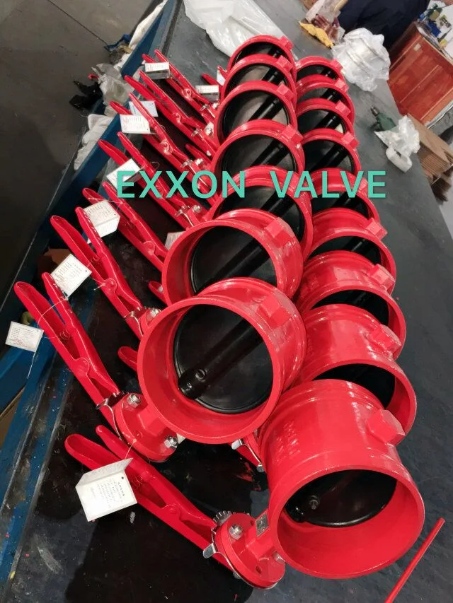 Fire Protection Signal Gearbox Operated Centre Sealing Rubber Seal Grooved Butterfly Valve