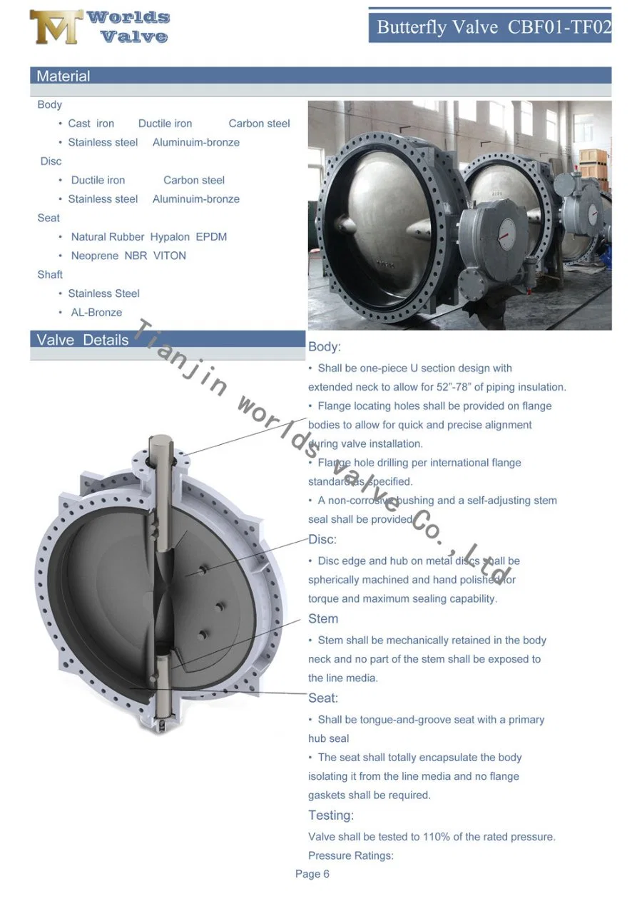 Double Flange Al Bronze C954 C958 C955 Butterfly Valve with Ce ISO Wras Acs Approved