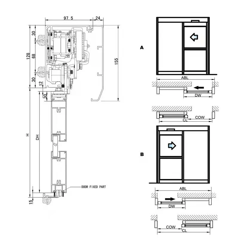 Automatic Curve Glass Aluminum Sliding Door Operator