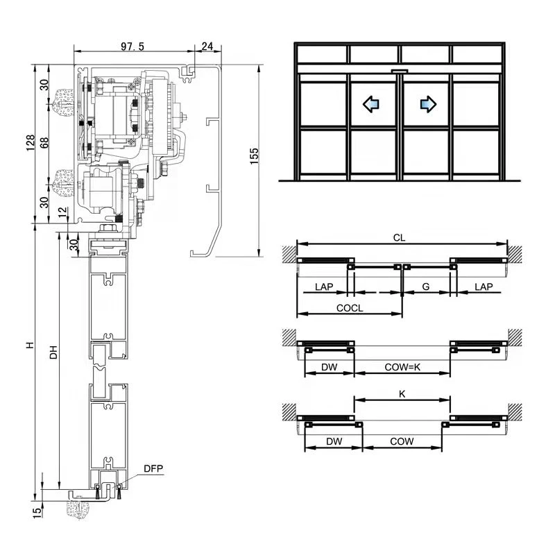 Automatic Control Glass Sliding Door Operator