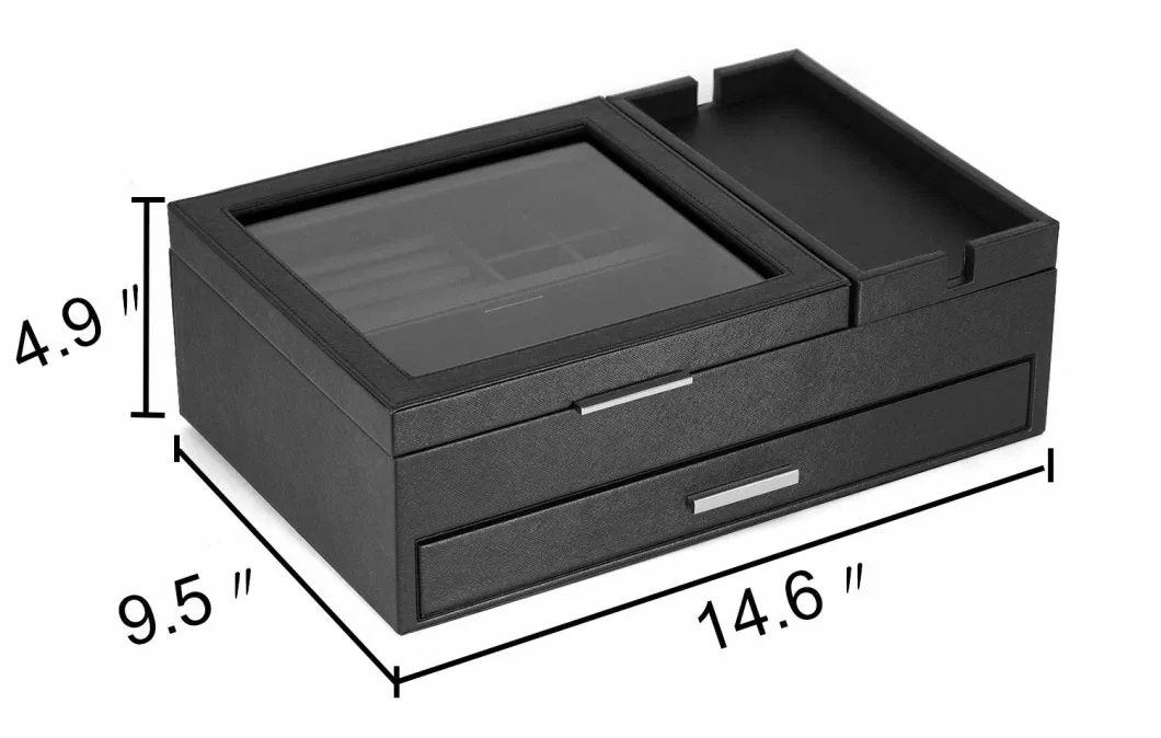 Leather Valet Tray Jewelry Catchall Key Phone Coin Box Change Bedside Storage Box