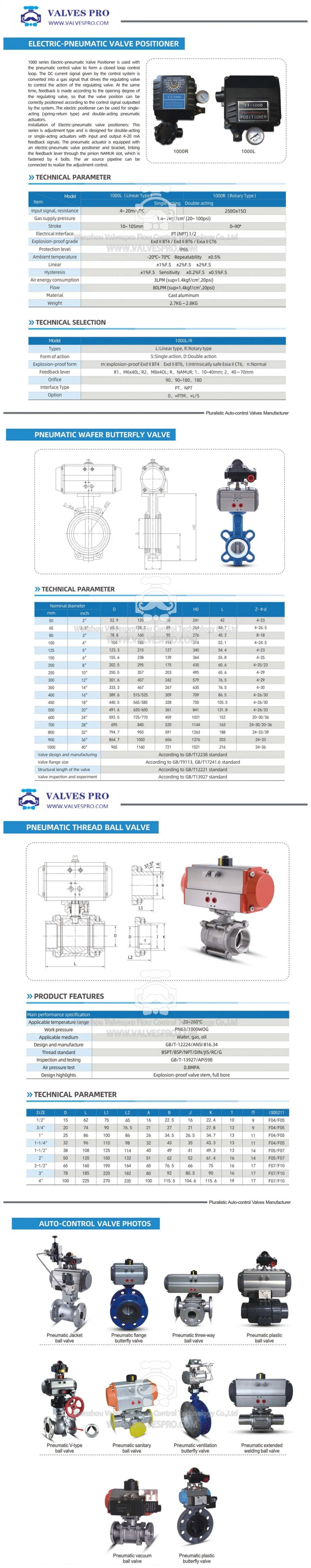 At350d Big Torque Pneumatic Cylinder Actuator with 90 Degree Rotary High Quality