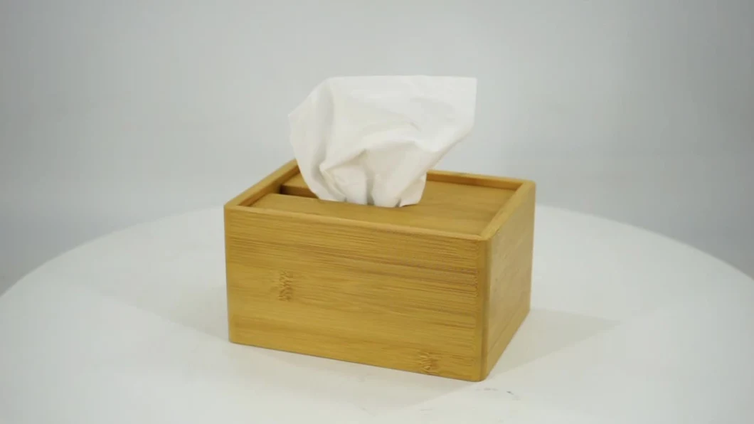 Bamboo Toilet Paper Holder Cover Rectangular Facial Tissue Box
