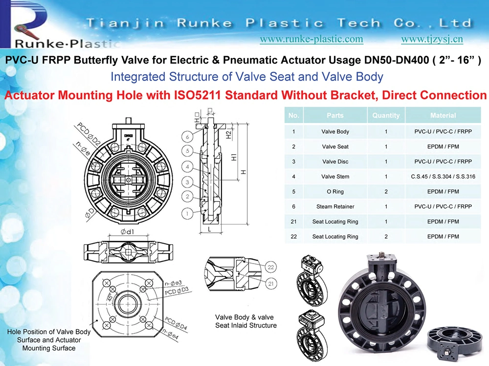 High Quality Plastic PVC Wafer Type Drinking Water Butterfly Valve Lever CPVC Worm Gear Butterfly Valve UPVC Manual Handle Flanged Butterfly Valve