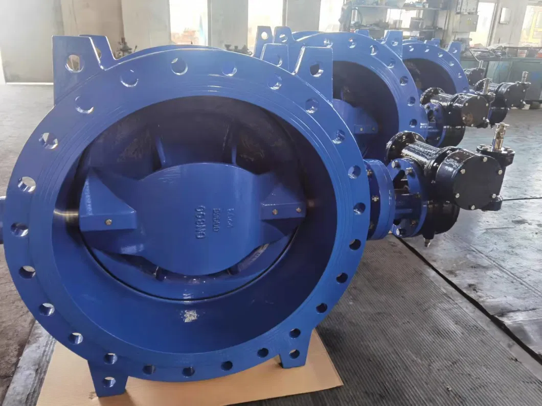 Pn10 Pn16 Cast Iron Ductile Iron Worm Gear Double Flange Type Double Eccentric Butterfly Valve