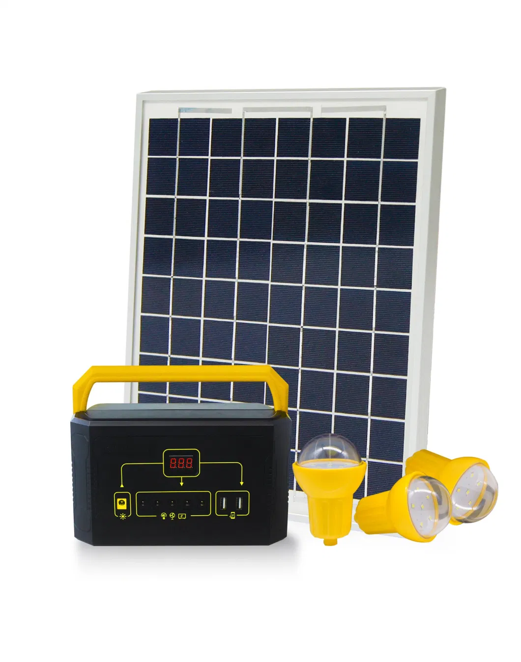 The Solar Clean Energy with Large Battery Can Continuously Supply Power to The Home, You Can Watch TV and Enjoy The Cold Wind, Charge Your Mobile Phone, 3 Bulbs