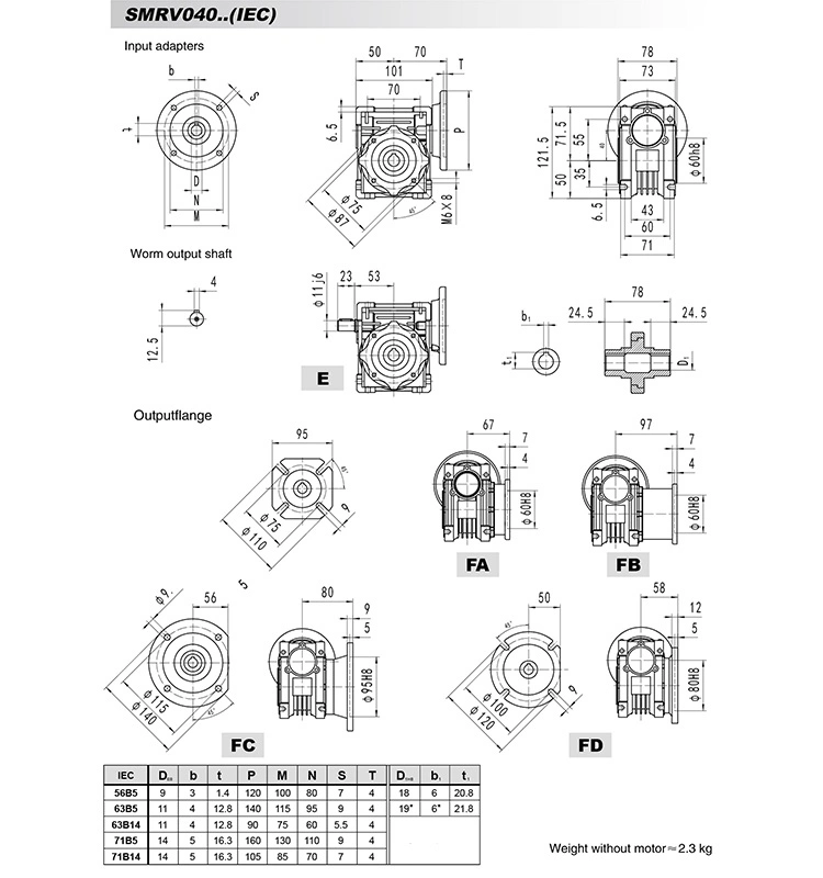 Mechanical Power Transmission RV Series Speed Reduction Gearbox with Motor