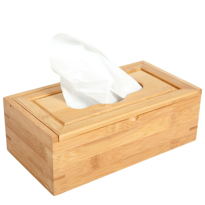 Bamboo Toilet Paper Holder Cover Rectangular Facial Tissue Box