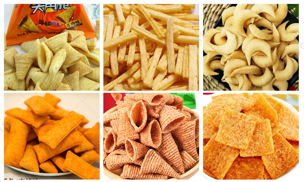 Automatic Fried Corn Bugle Snacks Production Line Wheat Flour Snacks Extruder