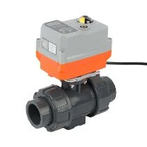 Plastic Water Valve 2 Way UPVC 24V 230V Electric Motorized Actuator Motor Operated Thread True Union Ball Valve