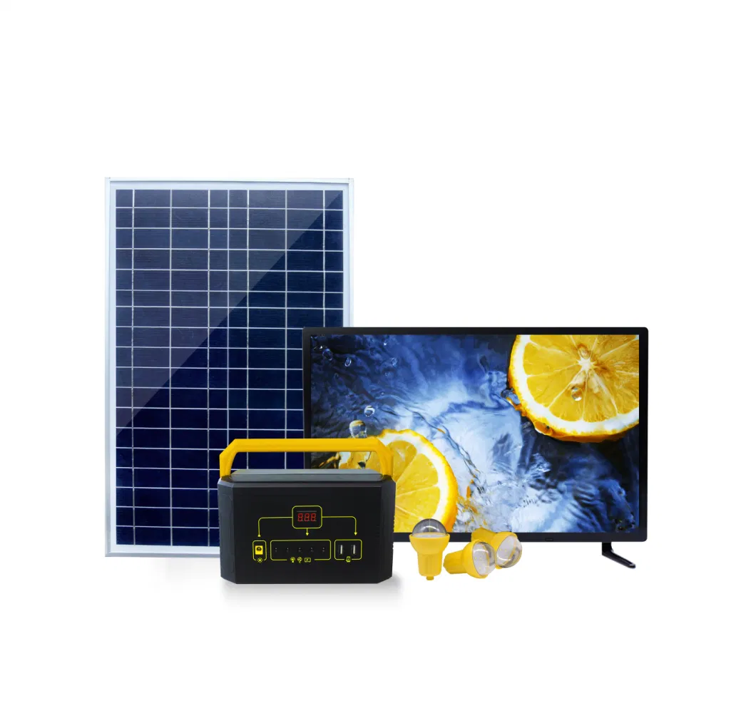 Continuous Charging, You Can Watch TV and Enjoy The Cold Air at The Same Time, The Three-Lamp Solar Clean Energy Home System with a Large Batteries and USB Port