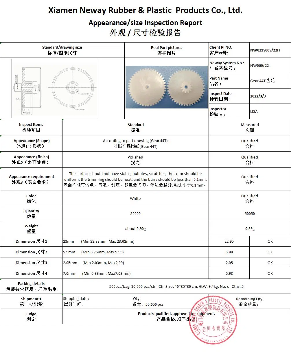 Manufacturer High Precision POM Custom Plastic Spur/Helical Gear Wheel