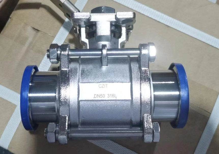 304 316 Hygienic Air Pneumatic Actuated Actuator Two Way Three Pieces 3PC Manual Handle Quick Fit Stainless Steel Clamped Welded Clamp Ball Valve Sanitary Valve