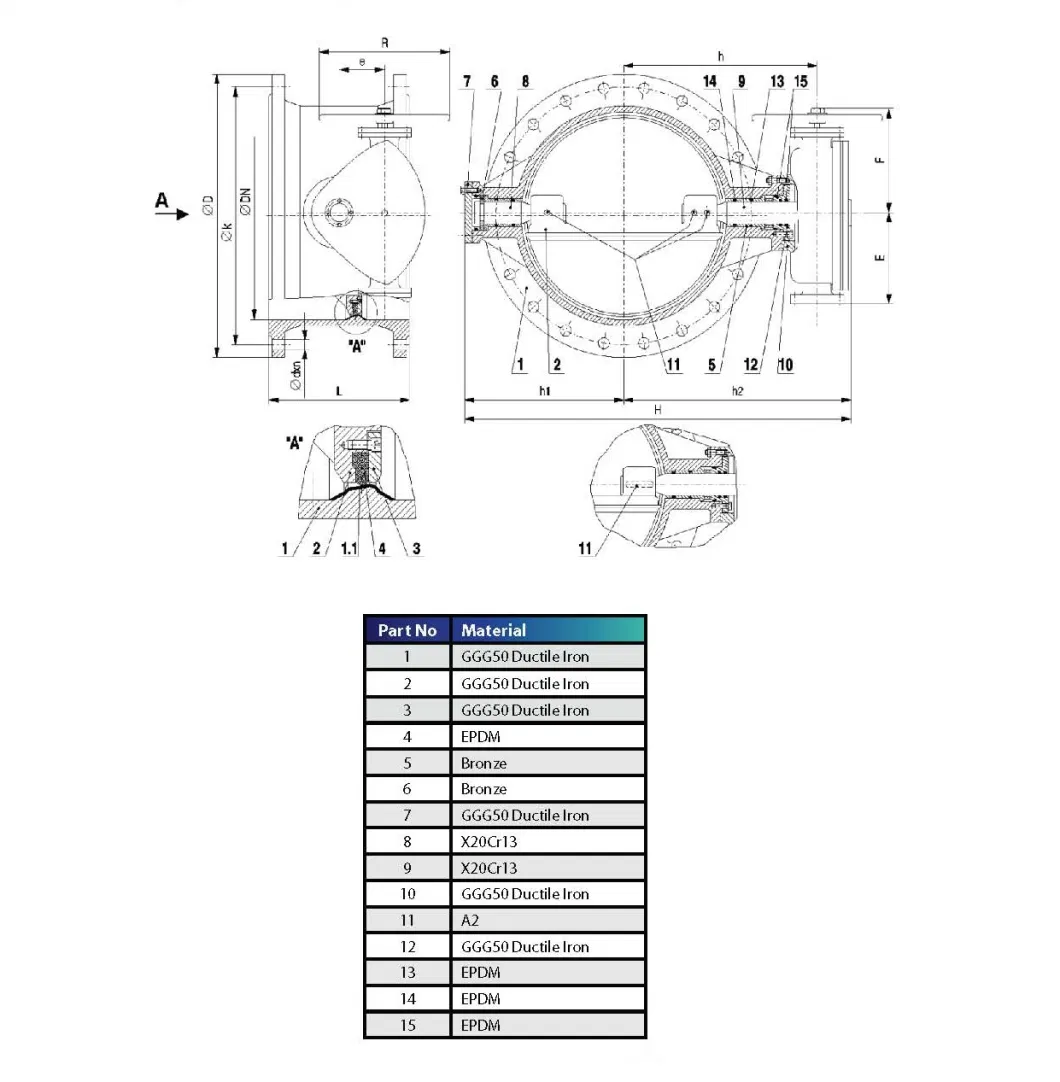 Water High Performance Ductile Iron Material China Marine Butterfly Valve