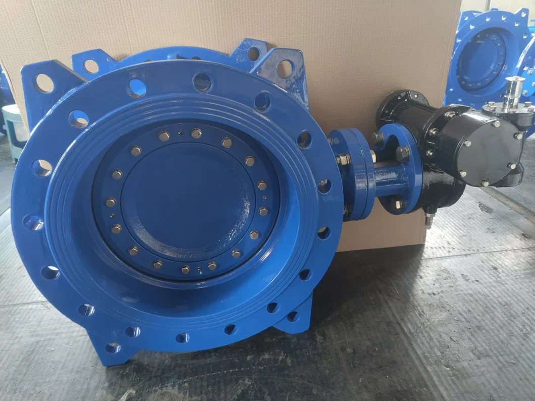 Pn10 Pn16 Cast Iron Ductile Iron Worm Gear Double Flange Type Double Eccentric Butterfly Valve