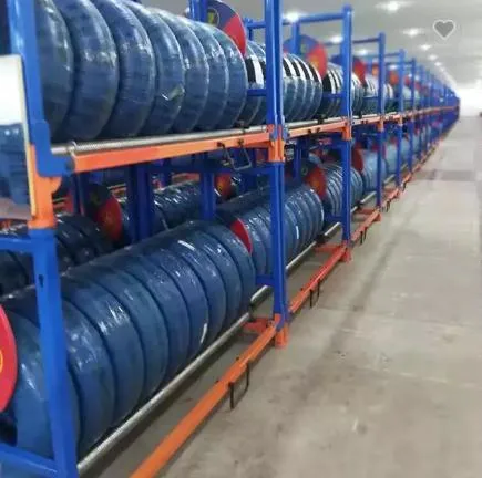 Professional Manufacturer Textile Roll Industry Widely Used Stacking Storage Rack Metal Blue Folding Adjustable Tire Rack