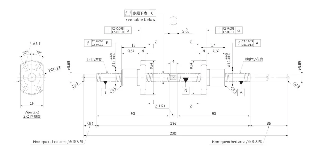 Kgg High Speed Bidirectional Precision Ball Screw for Lathe Machine (SXM Series, Lead: 2mm, Shaft: 6mm)