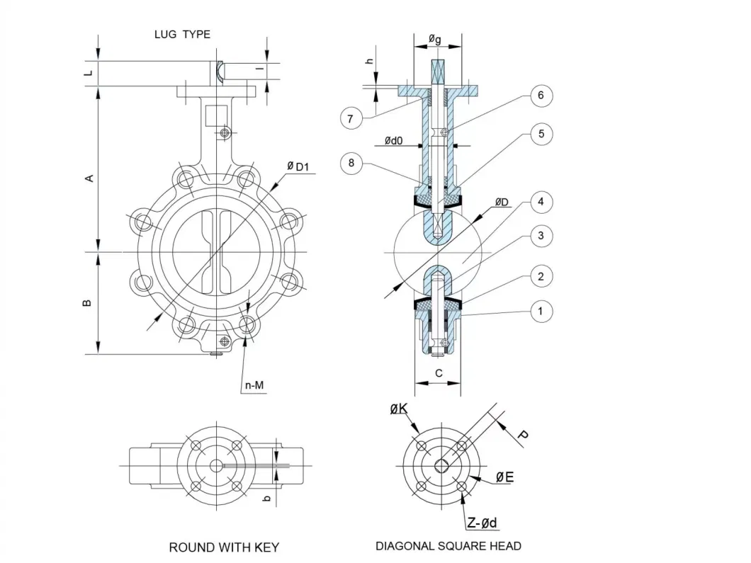 Rubber Coated Lug Type Butterfly Valve Low Pressure