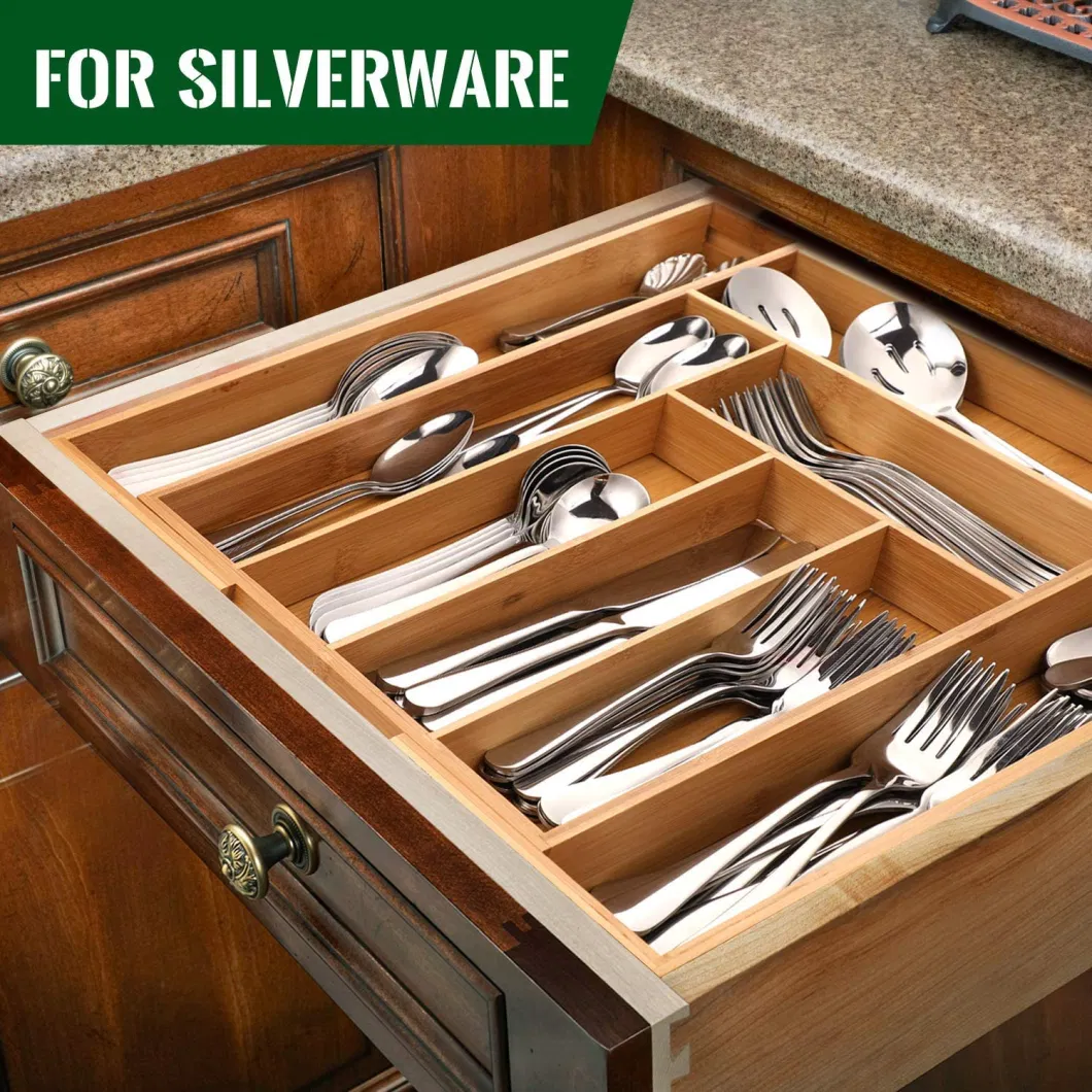 Expandable Bamboo Utensil Drawer and Storage Holder