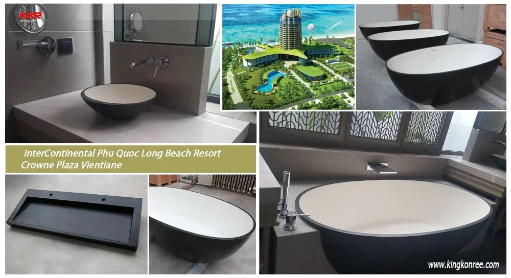 Hotel Luxury Solid Surface Freestanding Bathtub Soaking Enjoy Bath Tubs