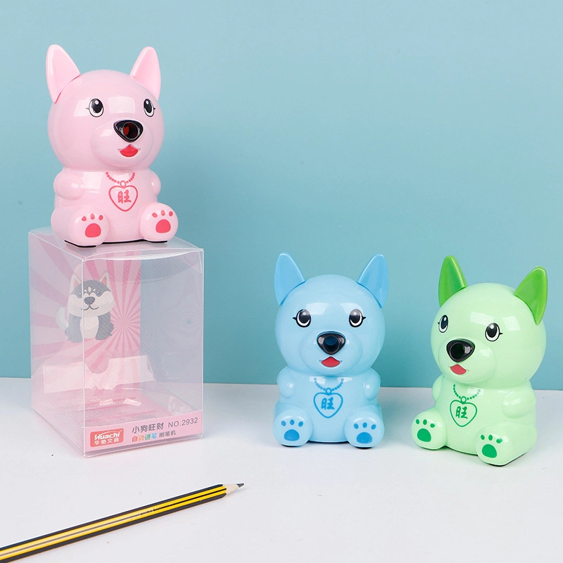 Beautiful Plastic Dog Shape Manual Pencil Sharpener for Students Learn