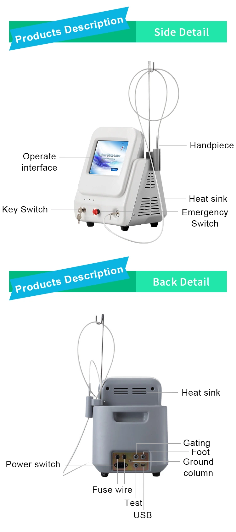 Apply Android Operation System 30-45 Minutes Treatment Procedure 980nm Diode Laser Physiotherapy Equipment