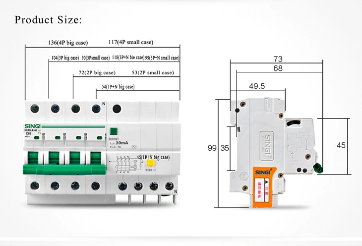 230/400V 50/60Hz 10ka Circuit Residual Current Breaker Operator RCBO