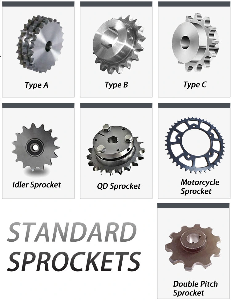 ANSI DIN Standard Roller Chain Sprockets Conveyor HRC45-55 Motorcycle Auto Spare Parts Transmission Idler Sprocket Platewheel Sprocket with Taper Bore Hub