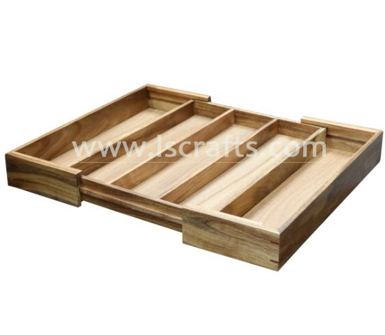 Bamboo Expandable Cutlery Tray for Flatware and Spoons