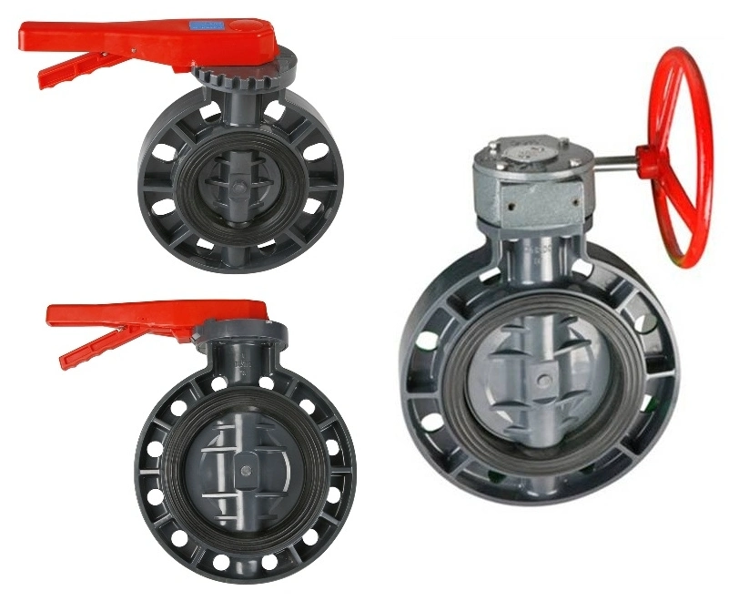 High Quality PVC Wafer Worm Gear Butterfly Valve Plastic CPVC Handle Flanged Butterfly Valve Lever UPVC Non Actuator Industrial Control Electric Butterfly Valve