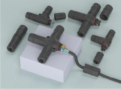 Aohua Connector Supplier Sales IP67 IP68 LED Light Power Cord Round Waterproof Connector M21 No Screw Quick Connector 2pin LED Power Supply Adapter