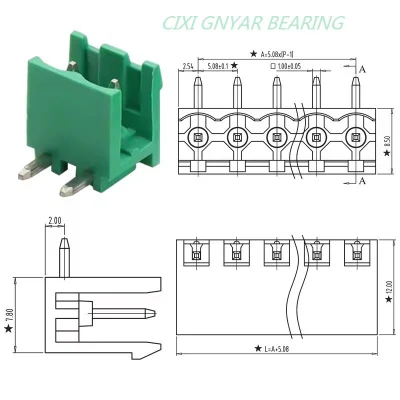 Electrical Brass 12pole 10A PCB Terminal Blocks Shrapnel 14 Wire Terminals