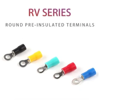 Free Sample RoHS CE Copper Electrical Terminal Lugs Connector Cable Wire Lug Connector Insulated Ring Terminals RV2, RV3.5, RV5.5-12