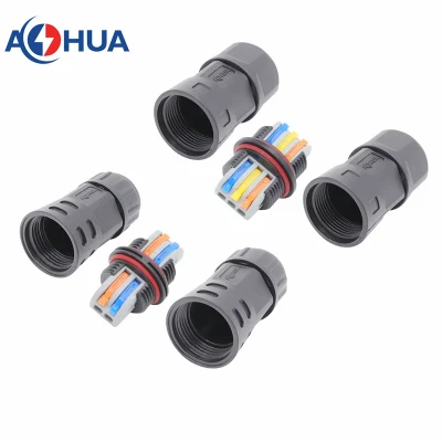 Aohua Connector Supplier Sales IP67 IP68 LED Light Power Cord Round Waterproof Connector M21 No Screw Quick Connector 2pin LED Power Supply Adapter