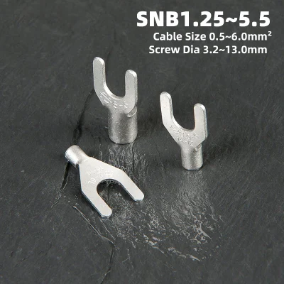 Non Insulated Spade Terminal Electrical Wire Naked Fork Crimp Connector Use for Stud AWG22-10 with U Tape