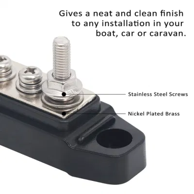  Edge BBS25p Bus Bar 2X1/4in Studs and 5 Screw Terminals Power Distribution Block with Ring Terminals Pair Red &amp; Black