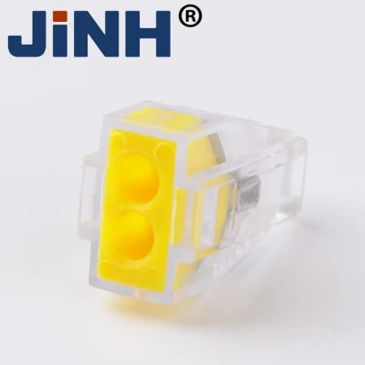 Compact Strip PCB Copper 1 to 2.5mm2 24A 2 Way Yellow Fast Wire Connector Universal Cables Terminal Block