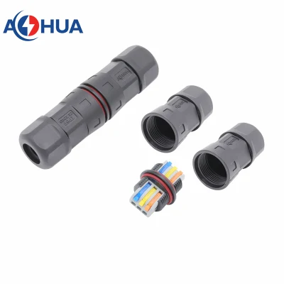 Aohua Connector Supplier Sales IP67 IP68 LED Light Power Cord Round Waterproof Connector M21 No Screw Quick Connector 2pin LED Power Supply Adapter