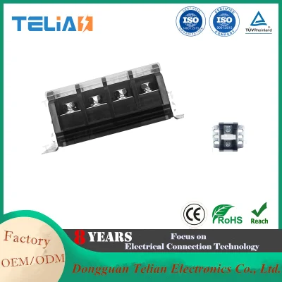  600V 100A Dual Row 25mm Pitch 5 Way PCB Barrier Terminal Block