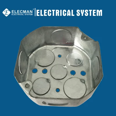 Steel Octagonal Boxes and Extension Rings Metal Box and Covers with 1/2 3/4 1 in. Knockouts