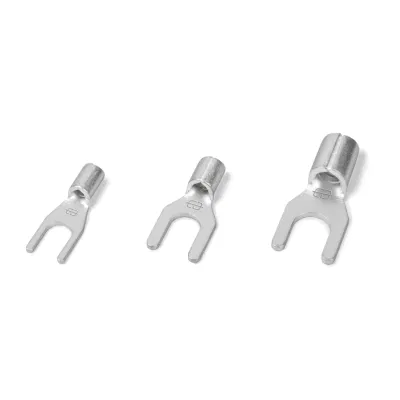 Non Insulated Spade Terminal Electrical Wire Naked Fork Crimp Connector Use for Stud AWG22-10 with U Tape
