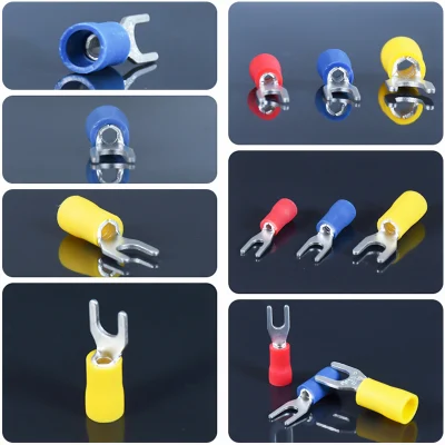  Copper Tin Plated Sv Furcate Spade Fork Terminals Pre-Insulated Wire Connector Electrical Crimp Terminal