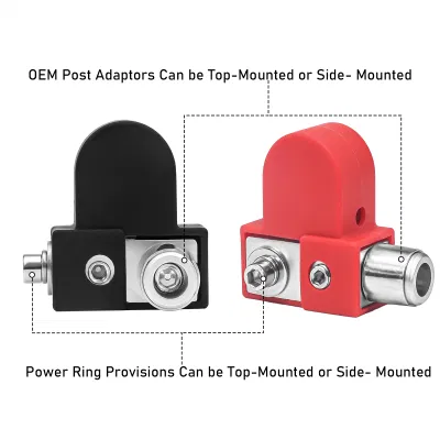  Edge Bto Solid Brass Positive/Negative Battery Terminals with Adaptor Collars, 1X0/2/4 Gauge &amp; 1X4/8 Gauge Outputs, Top-Mounted or Side-Mounted