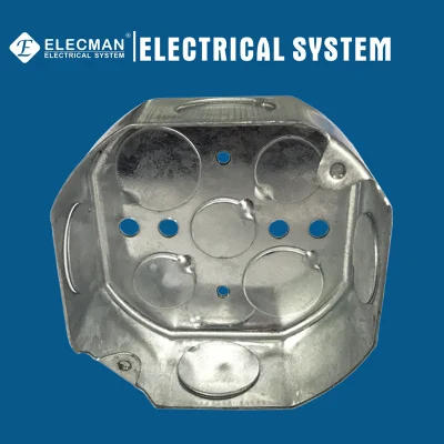 Steel Octagonal Boxes and Extension Rings Metal Box and Covers with 1/2 3/4 1 in. Knockouts