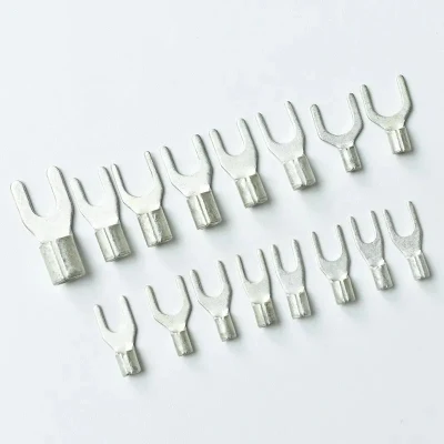  5.5-8 Uninsulated Quick Disconnect Male Fork Joint Connectors Crimp Copper Naked Y U Spade Type Terminal