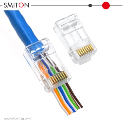 8p8c 3u 10u 30u End Pass Through RJ45 Crimp Tool Pass Through Cat5e CAT6 Connector RJ45
