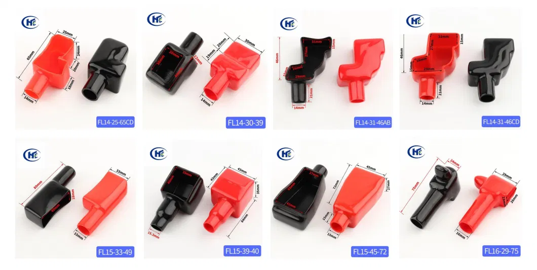 2PCS Red Black Soft Vinyl Cable End Cover Plastic Car Positive Pole Battery Terminal Insulating Caps Protection FL7-14-15