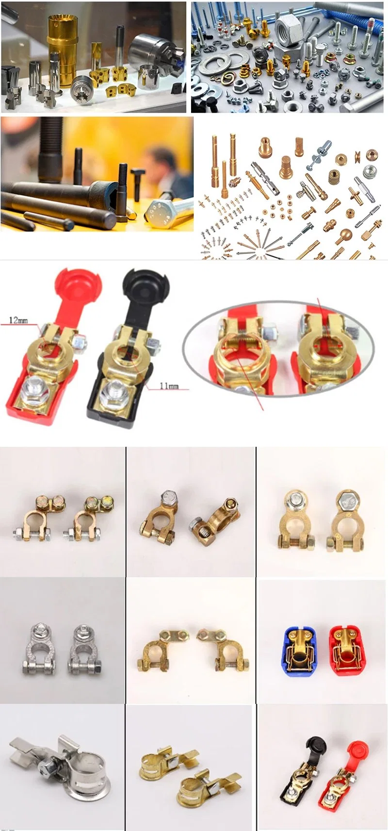 Car Auto Parts Gold Solid Brass Top Mount Battery Terminals Connectors Clamps Car