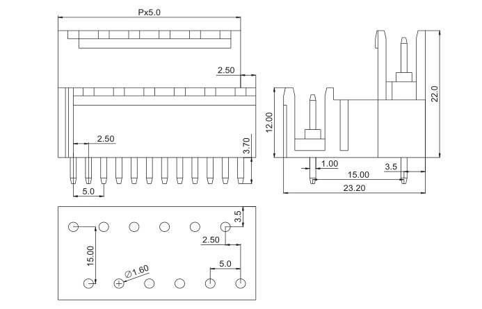 Pitch 5.0mm Double Clamp Strip Terminals PCB Connector Terminal Block