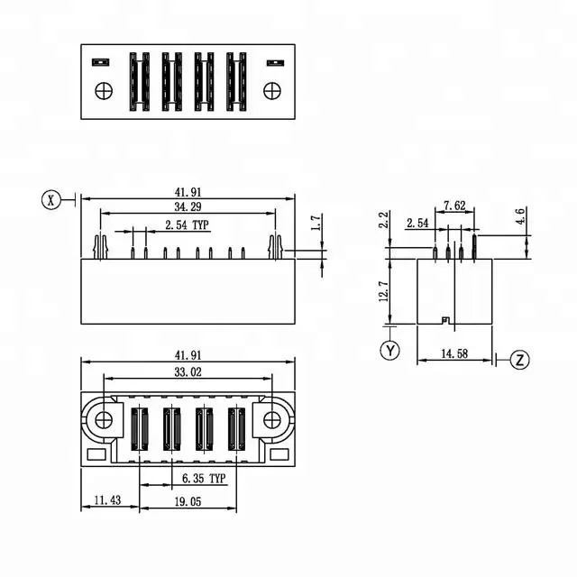 6.35mm 4pin Terminal 48A Tyco Te PCB Power Blade Connector for Power Distribution